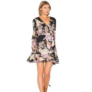 NWT Spell Blue Skies Wrap Mini Dress in Black Size M